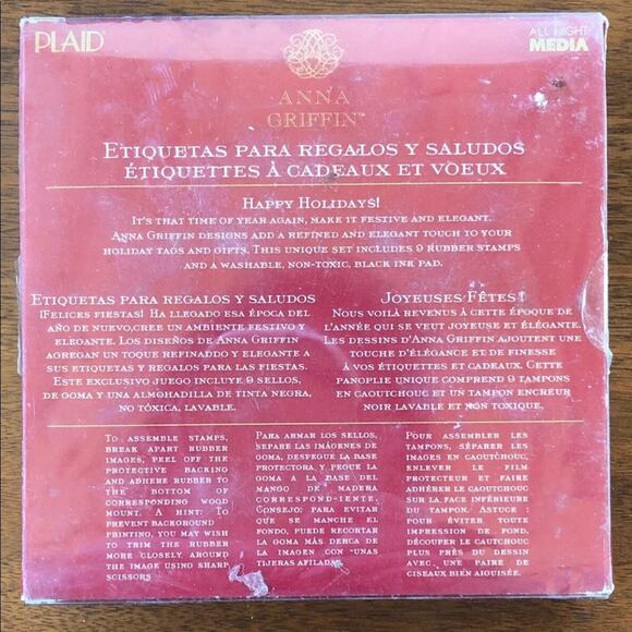 Anna Griffin Christmas Rubber Stamp Set W/ Ink Pad UNUSED - Picture 7 of 7